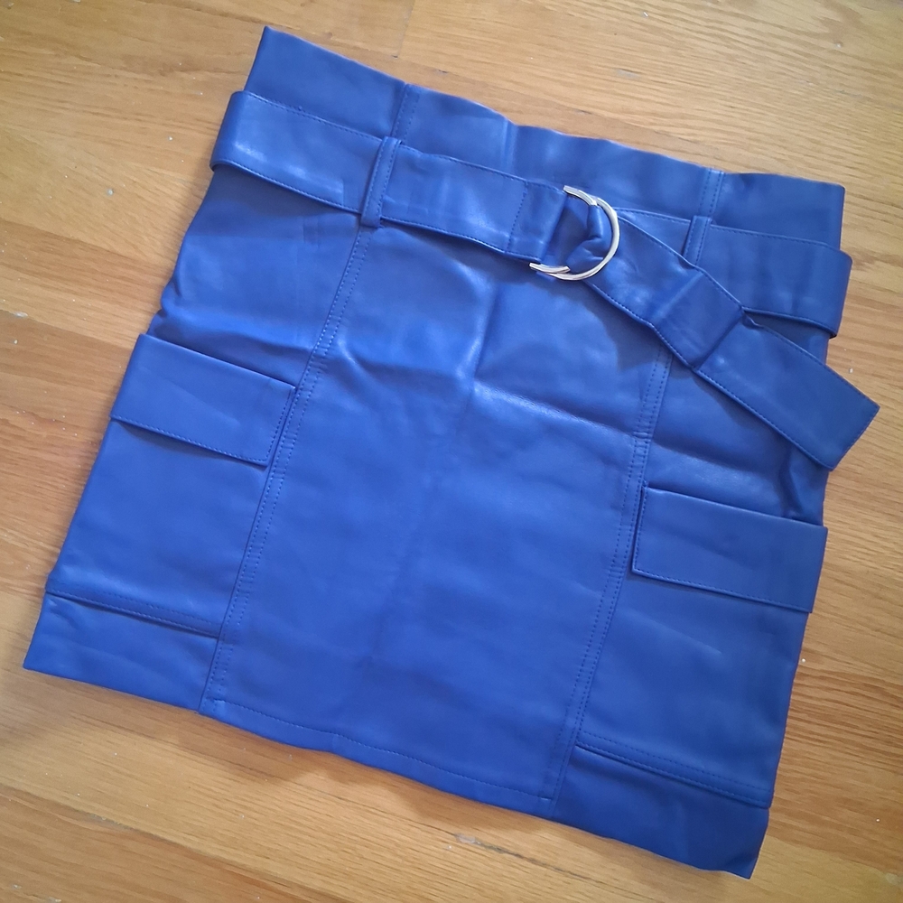 Blue Mini Skirt with Belt